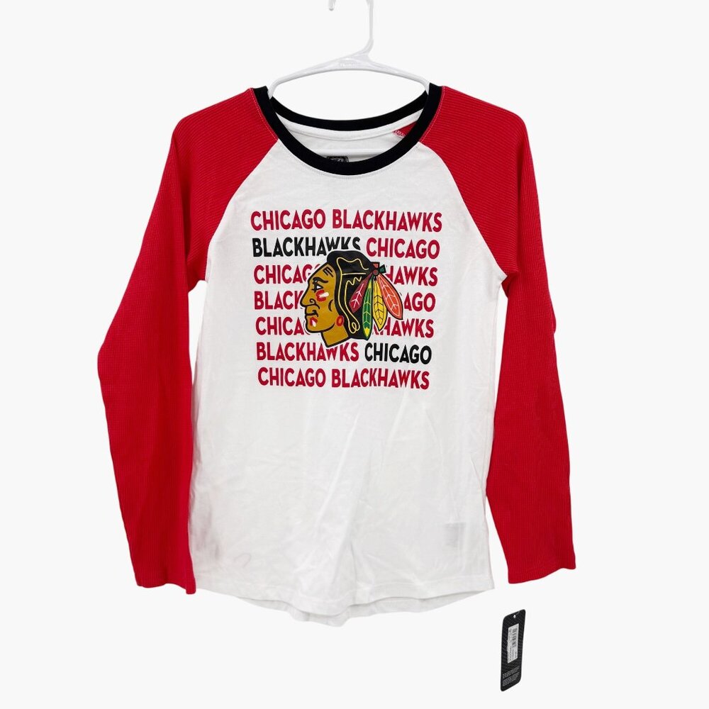 NEW Girls Blackhawks Thermal Baseball Tee Size Large (10/12)